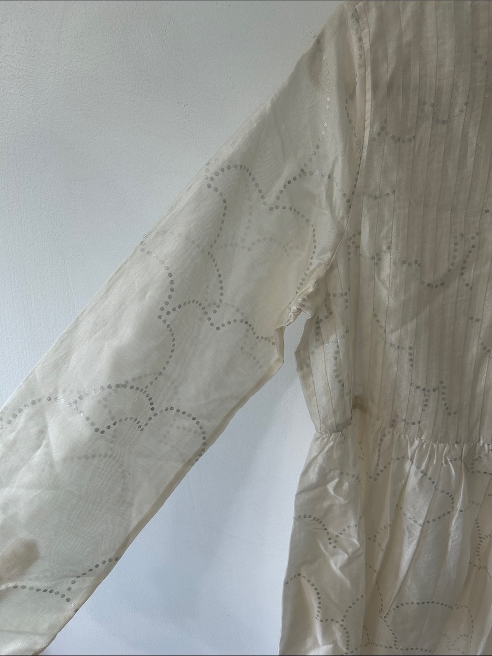 NicoBar Crescent Pintuck Kurta Ivory/Silver Cotton/Silk Size Medium NWT Tunic - Picture 5 of 16